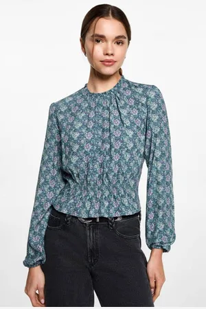 MANGO Blousetop Meisjes Viscose Ronde hals All over print