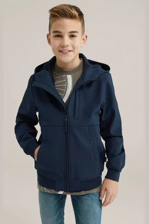 WE Fashion Blue Ridge softshell jas donkerblauw Effen