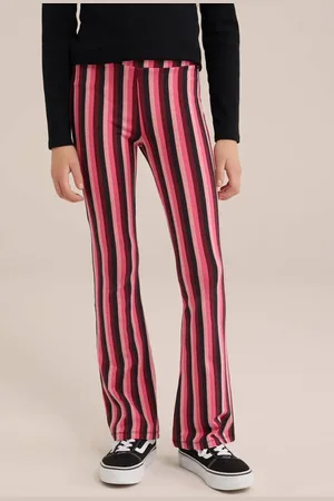 WE Fashion Flared broek roze Meisjes Viscose Streep