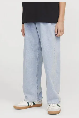 JACK & JONES JUNIOR high waist loose fit jeans light Blauw Effen