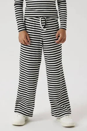 NAME IT KIDS straight casual broek zwart Meisjes Stretchkatoen Streep