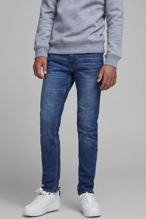 JACK & JONES JUNIOR slim fit jeans JJIGLENN Blauw Jongens Stretchdenim