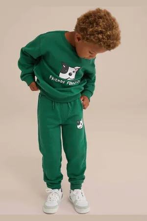 WE Fashion Slim fit broek met printopdruk Jongens Katoen Printopdruk