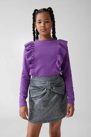 SHOEBY Longsleeve donkerpaars Meisjes Polyester Ronde hals Effen