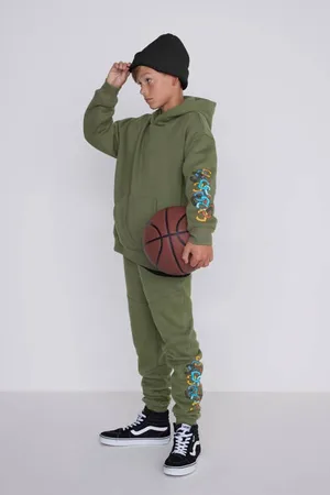 CoolCat Joggingbroek Coby met printopdruk Groen Jongens Katoen Printopdruk