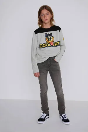 CoolCat Skinny Jeans Dexx Grijs Jongens Katoen Effen
