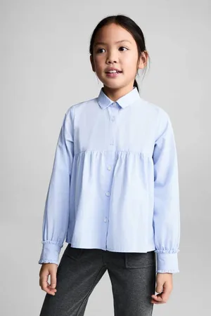 MANGO Blouse Meisjes Katoen Klassieke kraag Streep