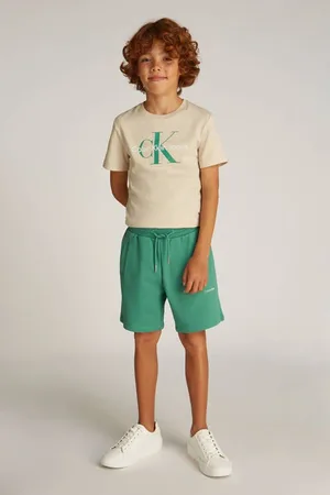 Calvin Klein Sweatshort groen Korte broek Jongens/Meisjes Katoen Effen