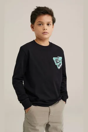 Salty Dog Longsleeve zwart Jongens Katoen Ronde hals Backprint