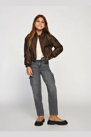 ONLY KIDS GIRL wide leg jeans KOGHARMONY Grijs Effen
