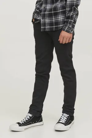 JACK & JONES JUNIOR low waist slim fit jeans JJIGLENN JJORIGINAL black denim Zwart Jongens Stretchdenim