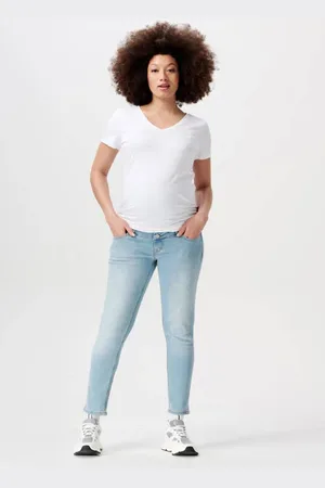 Noppies Maternity cropped zwangerschaps slim fit jeans Mila Blauw