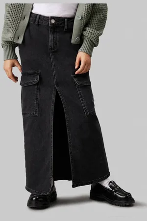 Calvin Klein Spijkerrok grey denim Grijs Meisjes Katoen Effen