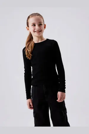 NAME IT KIDS longsleeve NKFNAKAL zwart Meisjes Stretchkatoen Ronde hals