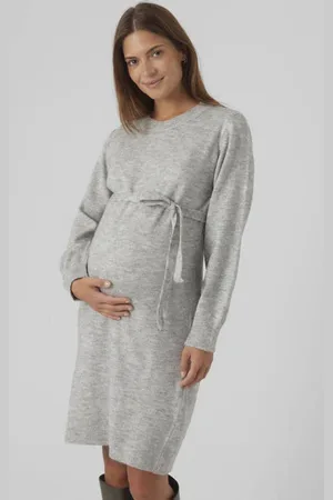 Mama;licious Zwangerschapsjurk MLNEWANNE Grijs Dames Polyester Ronde hals