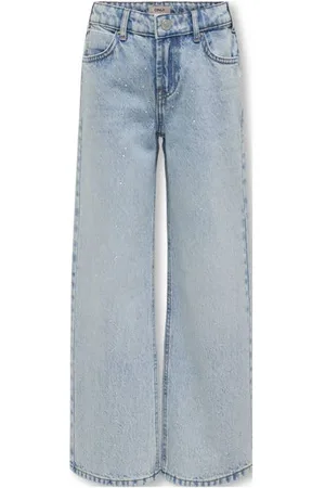 ONLY KIDS GIRL wide leg jeans Blauw Effen