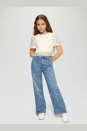 QS by s.Oliver Blousetop Meisjes Polyester Ronde hals Effen