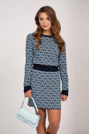 Nik & Nik Pullover blauw Trui Meisjes Viscose Ronde hals All over print