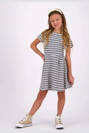 Vingino Midi jurk blauw Meisjes Katoen Ronde hals Streep