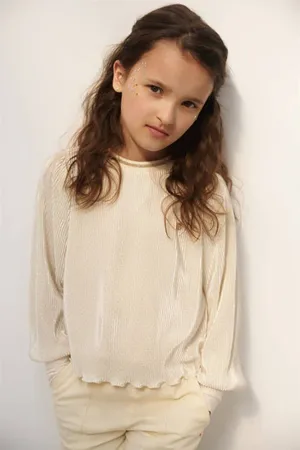 NoNo Top goudkleur Meisjes Polyester Ronde hals Effen