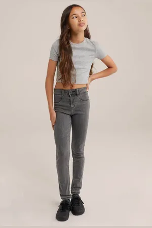 WE Fashion Blue Ridge high waist super skinny jeans Grijs Meisjes Stretchdenim