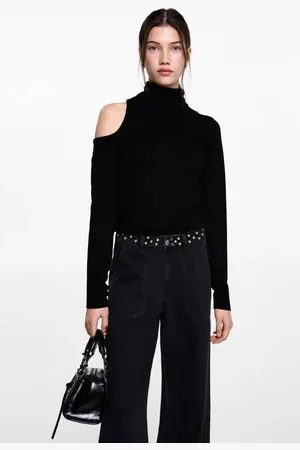 MANGO Top met col Effen