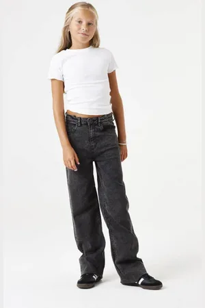 Garcia High waist straight leg jeans Grijs Meisjes Stretchdenim