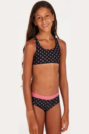 Protest Crop bikini PRTMIRROR JR zwart/roze Meisjes Polyamide All over print