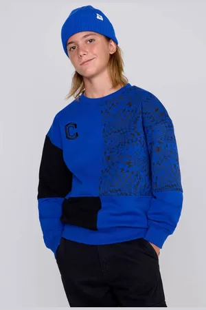 CoolCat Colourblock Sweater Nathan met Print Jongens Katoen Ronde hals
