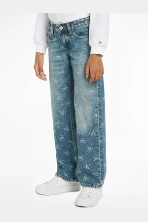 Calvin Klein Straight leg jeans MR RELAXED met logo Blauw Meisjes Katoen