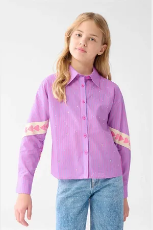 SHOEBY Blouse Meisjes Katoen Button down Streep