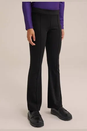 WE Fashion Legging zwart Meisjes Polyester Effen