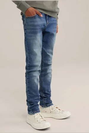 WE Fashion Blue Ridge slim fit jeans Blauw Jongens Stretchdenim