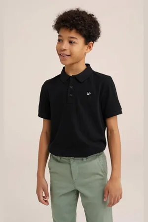 WE Fashion Polo zwart Jongens Katoen Polokraag Effen