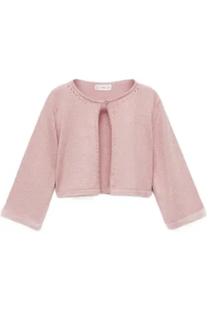 MANGO Vest roze fijn gebreid Meisjes Katoen Ronde hals Effen