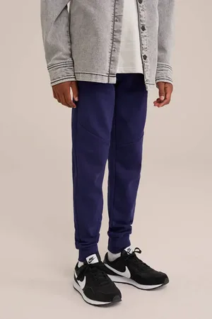 Salty Dog WE Fashion Blue Ridge slim fit joggingbroek met printopdruk donkerblauw Jongens Katoen