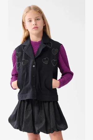 SHOEBY Gilet Meisjes Katoen Klassieke kraag Hartjes