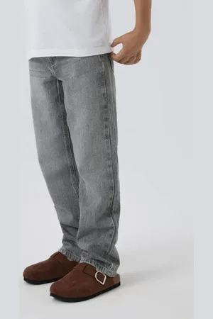 NAME IT KIDS straight leg jeans grey denim Grijs Effen