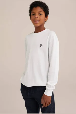 WE Fashion Longsleeve wit Jongens Katoen Ronde hals Effen