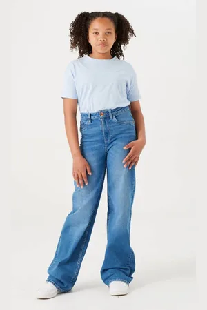 Garcia High waist wide leg jeans Annemay Blauw Meisjes Stretchdenim