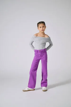 ONLY KIDS GIRL flared broek paars Rosé Meisjes Polyester Effen