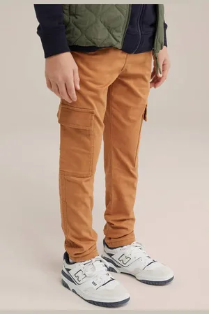 WE Fashion Blue Ridge slim cargo broek Jongens Stretchkatoen Effen