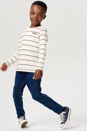 Noppies Kids ecru Longsleeve Jongens Katoen Ronde hals Streep