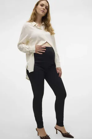 Mama;licious Slim high waist zwangerschaps casual broek Dames Katoen