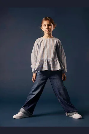 NAME IT KIDS wide leg jeans NKFROSE Blauw Effen