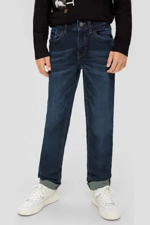QS by s.Oliver Regular fit jeans dark denim Blauw Jongens Stretchdenim Effen