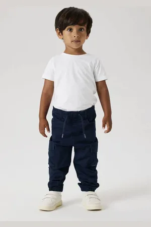 NAME IT MINI regular fit cargo broek donkerblauw Jongens Stretchkatoen