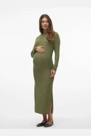 Mama;licious Ribgebreide zwangerschapsjurk MLTRINITY Dames Viscose Opstaande kraag