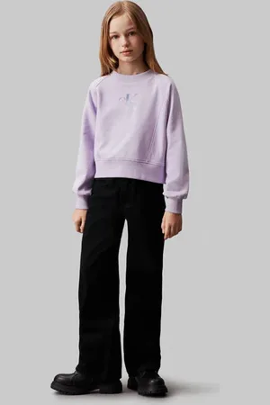 Calvin Klein Straight leg jeans Zwart Meisjes Katoen Effen