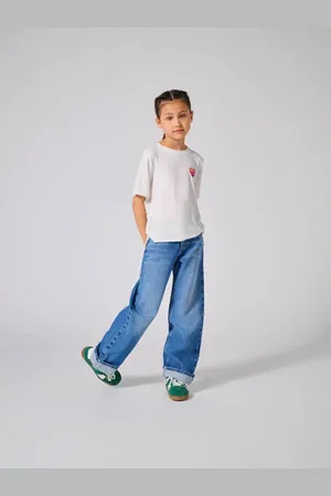 ONLY KIDS GIRL wide leg jeans KOGHOPE Blauw Effen